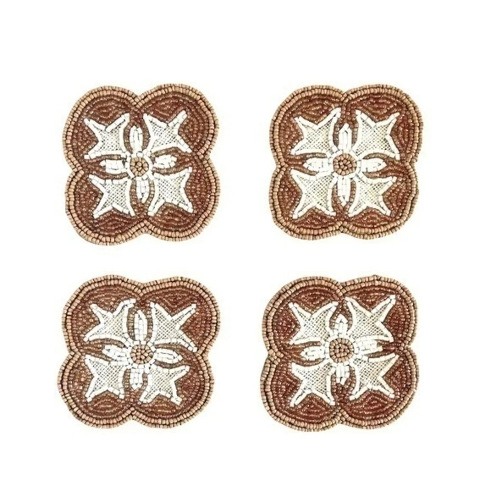 Beaded Everyday Jute Coaster Set of 4 Stocking Stuffer